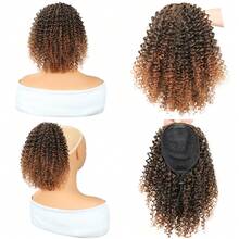 Afro Kinky Curly Drawstring Ponytail Synthetic Short Afro Puff Ponytail Hair Bun For Women - Màu nâu tối - Xem 4