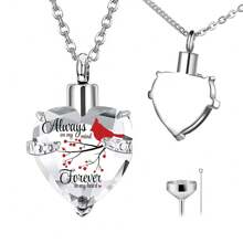 1pc Cremation Jewelry For Ashes Pendant - Crystal Heart Urn Necklace With Mini Keepsake Urn Memorial Ash Jewelry - Heart - View 9