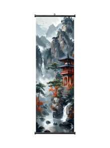 Tranh cuộn phong cảnh thiên nhiên (1/5 tấm), tranh treo tường phong cảnh hồ và cây cối cổ điển, trang trí phòng ngủ, phòng khách, văn phòng, tranh canvas. - Nhiều màu - Xem 18