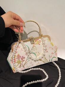 Túi xách vải Jacquard trang trí hoa giả ngọc trai thời trang cho nữ Túi buổi tối Túi cầm tay Túi đeo vai Túi đeo chéo có dây đeo vai ngọc trai giả Túi xách kiểu dáng đơn giản chất lượng tốt Hoàn hảo cho tiệc tùng, đám cưới, vũ hội, tiệc tối/tiệc, kết hợp với váy cưới, váy trang trọng, váy vũ hội, váy sinh nhật Quà tặng Ngày của Mẹ - Màu be - Xem 11