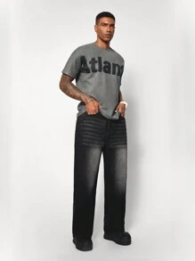 INFLATION Quần Jeans Ống Rộng Co Giãn Thoải Mái Cho Nam, Chú Ý Đến Kích Thước - màu đen - Xem 5