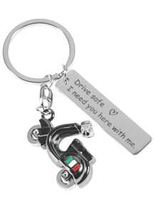 Personalized Custimized Drive Key Chains With Bar Pendant Stainless Steel Keychain Motorcycle, Car, Scooter, Aircraft, Truck, Steering Wheel, Compass Transportation Keychains BF Gift Husband