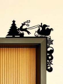 HELLOYOUNG 1 件精美金属雪橇装饰墙贴，迷人门角装饰，节日派对，迷人的门框角装饰，优雅的金属壁挂，家居装饰，房间装饰，墙壁装饰 - 模型 - 查看 7