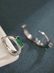 Chaobang New Fashion Unisex Street Style Earring Single Simple Elegant Metal Stud Earring For Men Or Women, Retro Green - Green - View 9