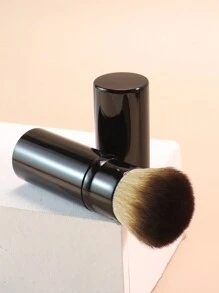 1pc Retractable Travel Kabuki Face Makeup Brush, Suitable For Blush, Foundation, Powder, Contour, Highlighter, Cruelty-Free, With Brush Cap - Brown - View 5