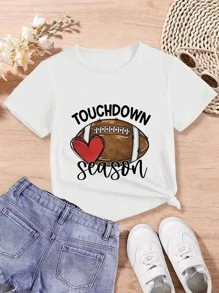 SOLOCOTE Tween Girl Letter Print Short Sleeve Lightweight Breathable T-Shirt, Summer - White - View 1