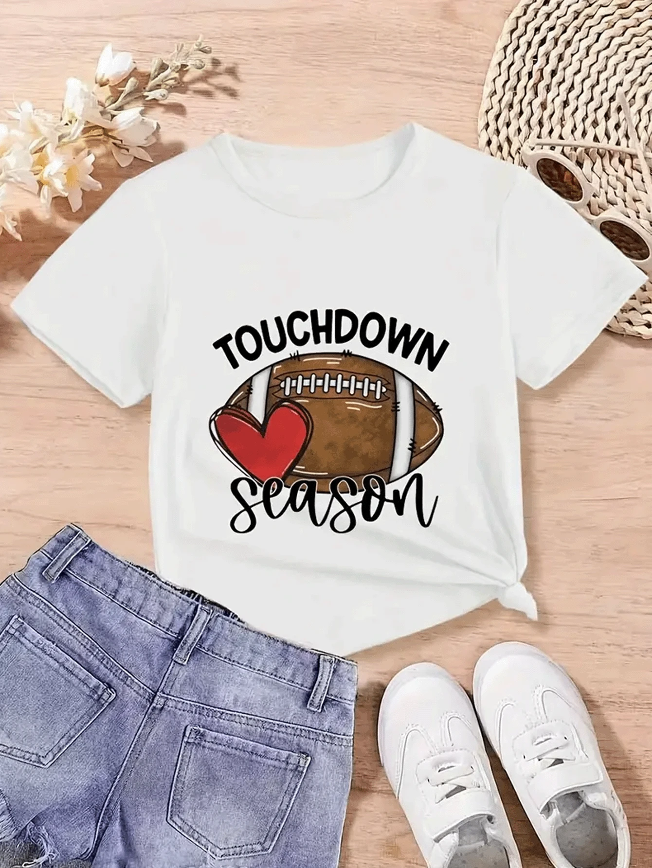 SOLOCOTE Tween Girl Letter Print Short Sleeve Lightweight Breathable T-Shirt, Summer - White - View 1