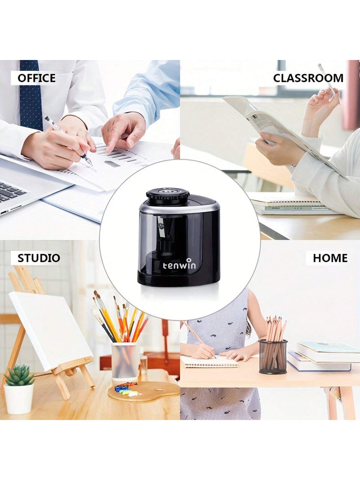 مبراة قلم كهربائية تلقائية للمكتب – مناسبة للأقلام...