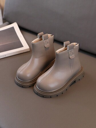 1pair Children  Boots, PU Leather, Anti-Slip Outsole