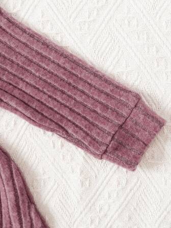 2pcs/Set Baby Girls Daily Casual Flared Hem Long Sleeve Top & Solid Color Pants Outfit, Fall/Winter