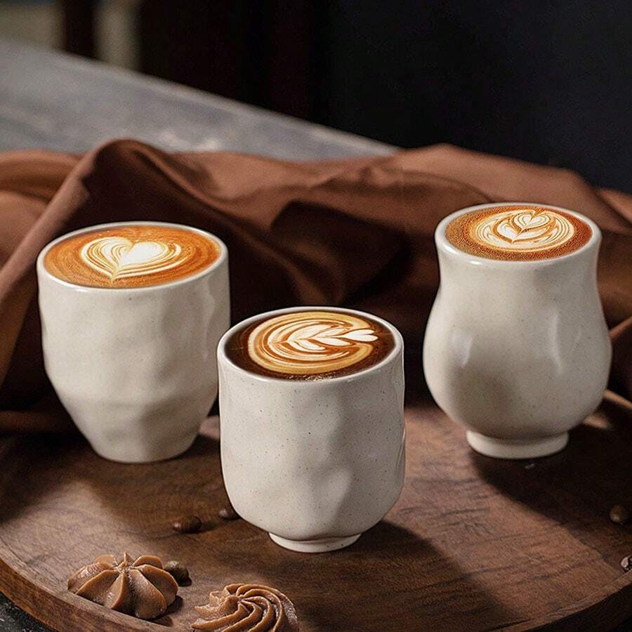 1PC 230ml/7.86oz Creative And Minimalist Ceramic Mug, And Fashionable Coffee Cup, Metal Spotted Espresso Cup Back To School - A - View 1