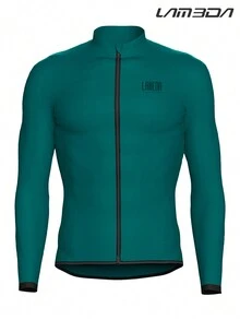 Chaqueta para ciclismo a prueba de viento y resistente al agua con bolsillos, unisex, para primavera y otoño, transpirable, cortavientos para bicicleta de montaña/carretera, manga larga con bolsa de almacenamiento desmontable de la marca LAMEDA - Verde Oscuro - Ver 1