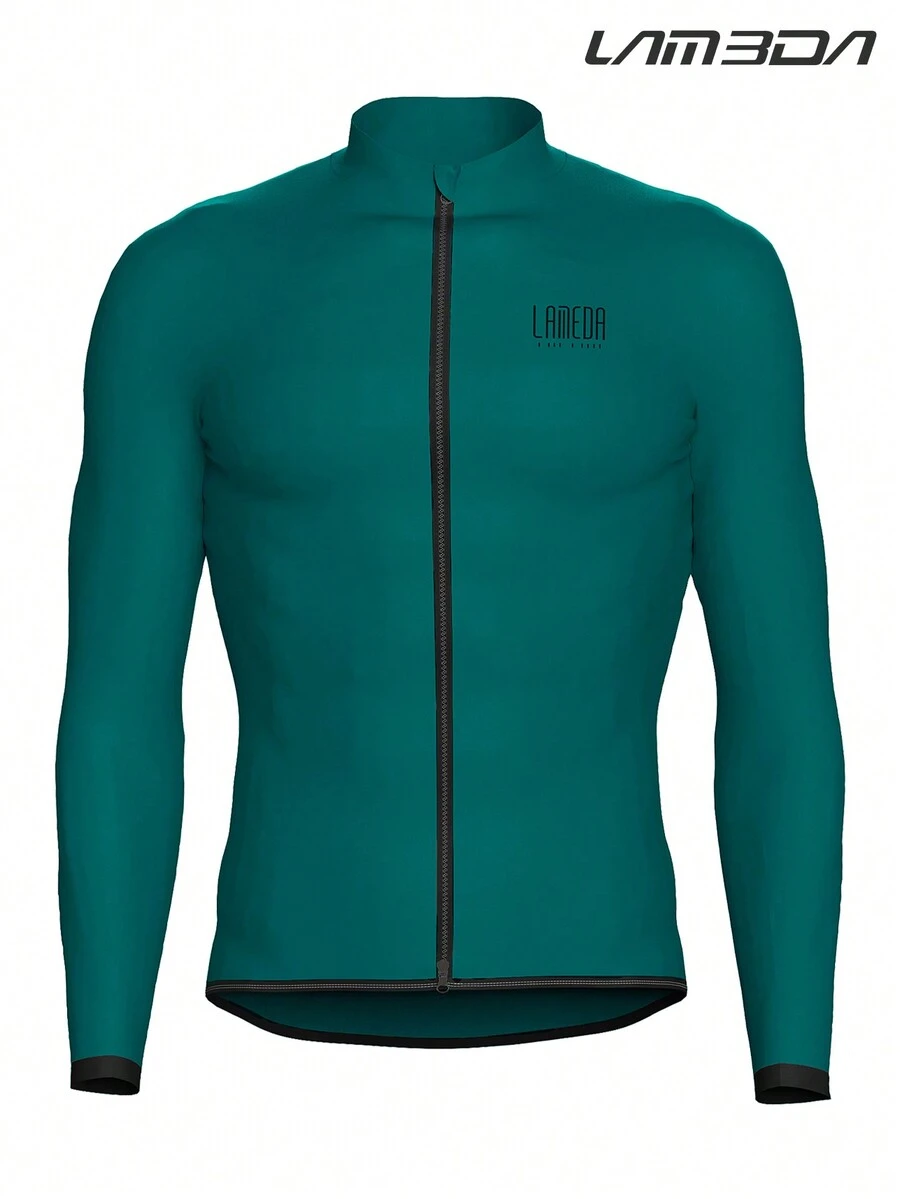 Chaqueta para ciclismo a prueba de viento y resistente al agua con bolsillos, unisex, para primavera y otoño, transpirable, cortavientos para bicicleta de montaña/carretera, manga larga con bolsa de almacenamiento desmontable de la marca LAMEDA - Verde Oscuro - Ver 1
