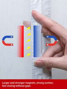 1 件白色网眼门帘，带白色边缘，简约风格，优质网眼面料，分体开口，精致边缘，防蚊虫，透气设计，磁性闭合，易于打开和关闭，适用于家庭和办公室 - 白色 - 查看 4