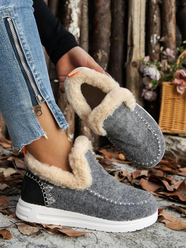 Fall/Winter Plus Size Slip-On Boots,Fur Boots