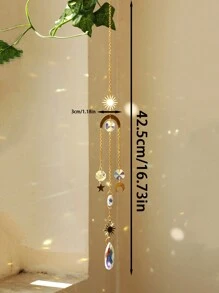 1 件波西米亚风太阳捕手挂饰 - 水晶棱镜彩虹制作器，手工制作的金链太阳和月亮装饰品，适用于窗户、花园或家居装饰、家居装饰、房间装饰、墙壁装饰 - 彩色 - 查看 8
