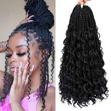 Goddess Box Braids Crochet Hair 14 Inch 1 Pack Pre-Looped Bohemian Crochet Boho Box Braids With Curly Ends 3X Crochet Braids Hair For Women Synthetic Braiding Hair 16 Strands (1B ) - Black - View 1