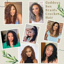 Goddess Box Braids Crochet Hair 14 Inch 1 Pack Pre-Looped Bohemian Crochet Boho Box Braids With Curly Ends 3X Crochet Braids Hair For Women Synthetic Braiding Hair 16 Strands (1B ) - Black - View 6