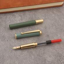 1支金属圆珠笔，哑光撞色设计，F尖，文具办公用品，书写（全新，不含墨水） - 綠色 - 查看 4