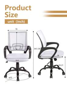 DOPINMIN Ergonomic Office Chair Desk Chair Mesh Computer Chair Task Rolling Swivel Chair Back Support Modern Executive Adjustable Chair - White - View 4