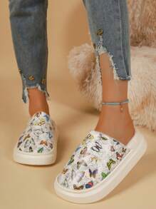 Pantufas femininas de inverno com sola grossa e fofa, chinelos confortáveis e quentes para casa em ambientes internos - Multicolorido - Ver 6