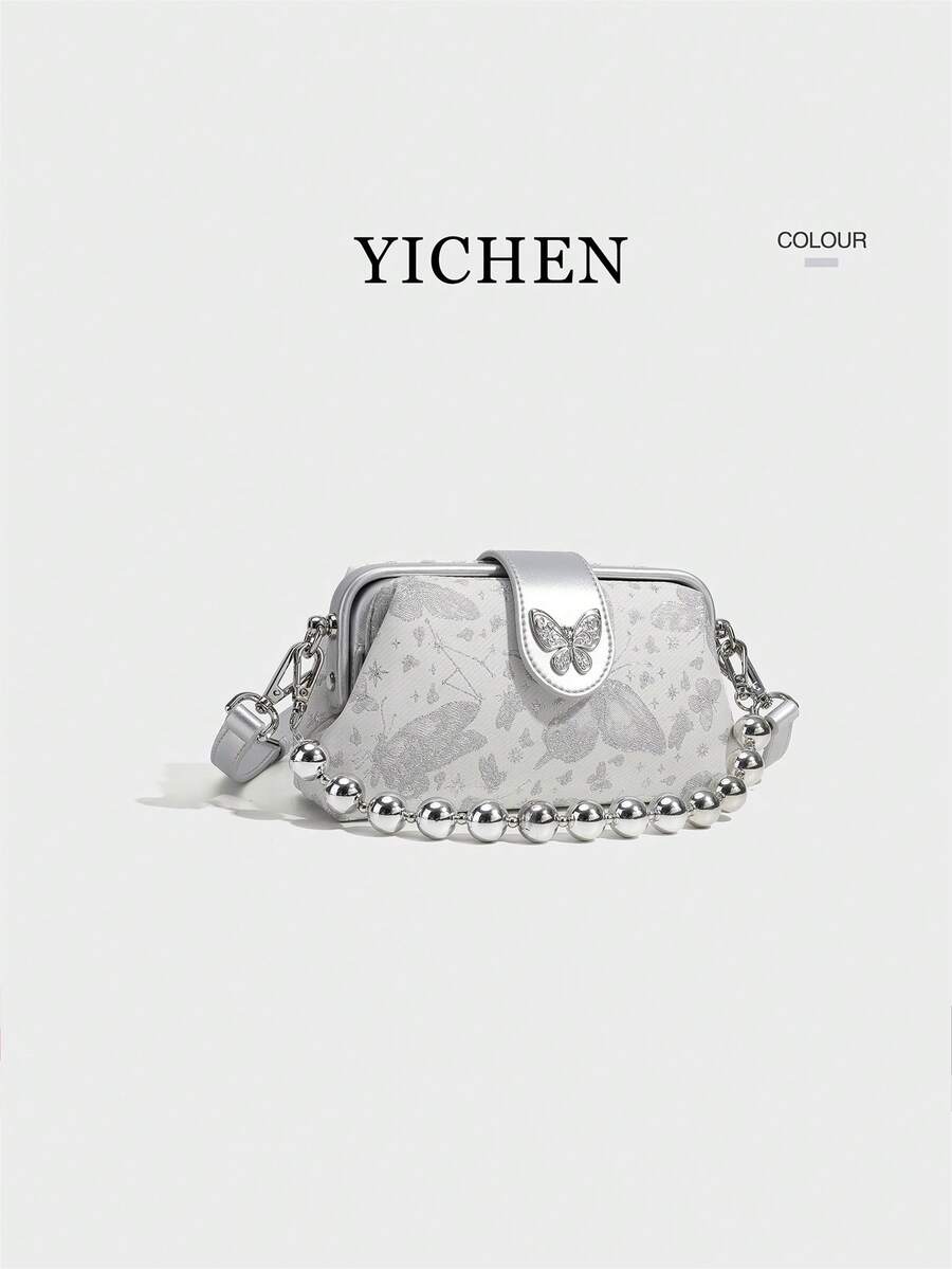 Túi đeo vai đính hạt thêu YICHEN dành cho nữ, Túi xách đeo chéo, Túi tote, Túi đựng điện thoại Valentine - Bạc - Xem 1