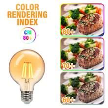 Aigostar Bombilla Vintage LED,Bombilla LED E27 Luz Calida 2200K, 6W (Equivalente a 48W),600LM,G80 Retro Bombilla Decorativa,para el Hogar, Restaurante, Cafetería, Bar-3 Unidades - Blanco Cálido - Ver 3