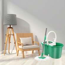 Spin Mop And Bucket With Wringer Set, 360° Mop And Bucket System With 3 Microfiber Mop Refills And 61" Extended Handle, Spinning Mop Bucket For Floor Cleaning - 綠色 - 查看 6