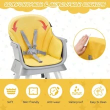 6-In-1 Baby High Chair Infant Feeding Chair Kids Stool W/Removable Tray &Cushion Yellow - Yellow - View 6