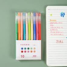 9pcs/Set Colorful Neutral Needle Tube Fibre Tip Fine Point Highlighter Gel Ink Pens For Bullet Journaling Sketching Writing Drawing Students Study Supplies - Fiber Nib Pen - View 10