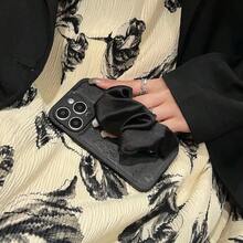 1pc Fashionable Phone Case With Embossed Butterfly + Scarf Wrist Strap - Blue - View 2