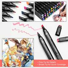 168 Color Alcohol Based Art Markers Set - Professional Double Sided Marcadores For Artist, Best Blendable Coloring Marker Pens For Adult - Coloring Books No Bleeding Illustration Drawing - 黑色 - 查看 6