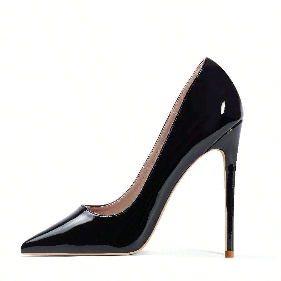 Women's 4.7 Inch Pumps Pointy Closed Toe Stiletto Sexy High Heels Slip On Porm Party Wedding Dress Shoes - 黑色 - 查看 1