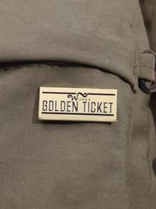 1pc Creative Golden Ticket Badge Pin Cartoon Brooch, Fashion Jewelry For Men And Women, Suitable For Daily Wear With Clothes And Backpacks