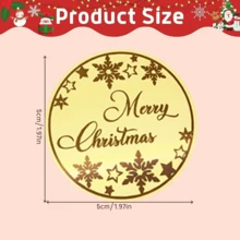 20 Pieces Gold Merry Christmas Acrylic Cupcake Toppers Snowflake Shapes Round Mirror Engraved Cake Topper Cupcake Decorations For Christmas Party,Christmas