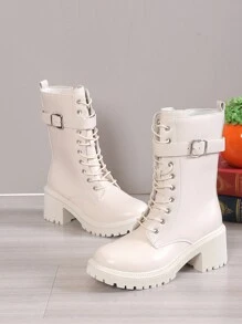 Simple & Fashionable Autumn/Winter European & American Style Western Chunky Mid Heel Short Boots, Motorcycle Boots