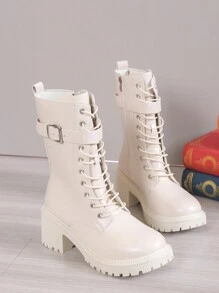 Simple & Fashionable Autumn/Winter European & American Style Western Chunky Mid Heel Short Boots, Motorcycle Boots