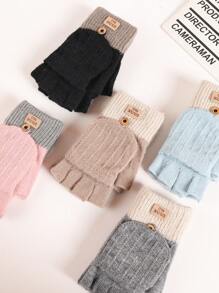 1 paar dames winter flip-top vingerloze handschoenen, dikke gebreide schrijf-/fiets outdoor handschoenen, Koreaanse stijl