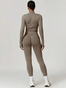 MASKERT Conjunto de pantalón y top ajustados sin costuras para mujer, alta elasticidad para correr, deportes, yoga, cómodo y amigable con la piel