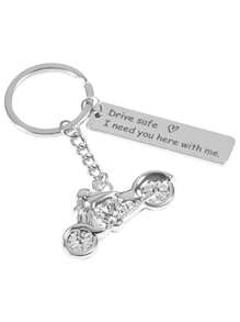 Personalized Custimized Drive Key Chains With Bar Pendant Stainless Steel Keychain Motorcycle, Car, Scooter, Aircraft, Truck, Steering Wheel, Compass Transportation Keychains BF Gift Husband