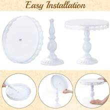 3Pcs Cake Stand, White/Gold Cake Stand Set Diameter 8" 10" 12", Perfect Dessert Table Display Set, Cupcake&Cake Stands For Party, Wedding, Birthday, Shower, Celebration - trắng - Xem 7