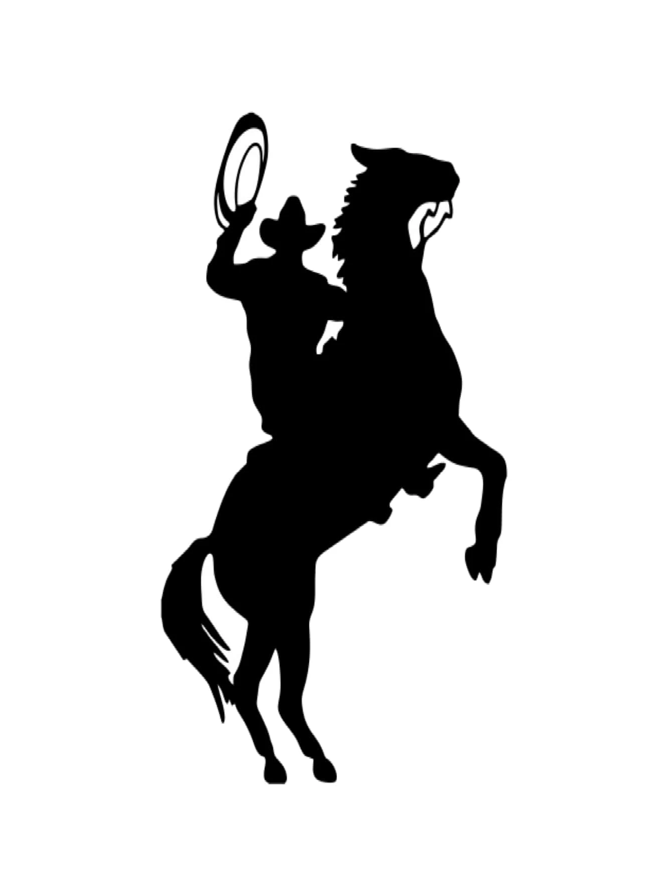 Sticker Man On Cowboy Horse 15cm Car Motorcycle Decoration - Black - View 1