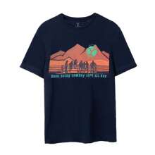 Yellowstone Mens Cowboy Short-Sleeved T-Shirt (Navy) - 藍色 - 查看 1