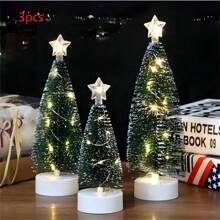 1 套 3 件不同尺寸人造圣诞树，LED 铜线灯树，圣诞节节日装饰，景观用品，节日灯饰，室内家居小装饰，雪松，需要 2 节 AAA 电池（不包括），圣诞节 - 綠色 - 查看 15