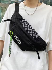 新款纯色斜挎胸包带吊坠，拉链开合，休闲运动健身骑行水壶架袋，旅行腰包，反光街头时尚手机壳礼物万圣节圣诞节冬季圣诞礼物男士包腰包男士斜挎包拉链包男士礼物时尚休闲户外感恩节秋季钱包假日收纳包斜挎包单肩包腰包骑行包男士礼物黑色包促销徒步旅行促销徒步旅行学生大容量多功能便携式爸爸礼物男朋友礼物 - 黑色 - 查看 7