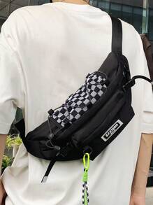 新款纯色斜挎胸包带吊坠，拉链开合，休闲运动健身骑行水壶架袋，旅行腰包，反光街头时尚手机壳礼物万圣节圣诞节冬季圣诞礼物男士包腰包男士斜挎包拉链包男士礼物时尚休闲户外感恩节秋季钱包假日收纳包斜挎包单肩包腰包骑行包男士礼物黑色包促销徒步旅行促销徒步旅行学生大容量多功能便携式爸爸礼物男朋友礼物 - 黑色 - 查看 8