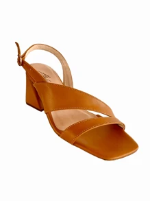 Comfortable Caramel Heeled Sandals With Cross Straps Fashion - Lạc đà - Xem 4