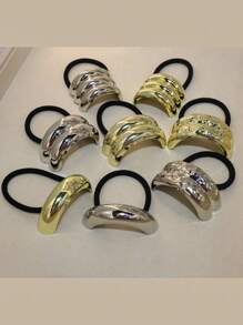 Dây buộc tóc bằng hợp kim co giãn hình học cổ điển, dây buộc tóc bằng kim loại thông thường, phụ kiện cho mọi mùa, dây buộc tóc đuôi ngựa - Nhiều màu - Xem 2