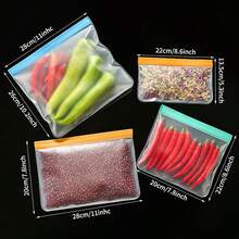 Bộ 4 túi đựng thực phẩm EVA nhiều màu, túi đựng thực phẩm tủ lạnh bằng nhựa dày có thể đóng lại - Nhiều màu - Xem 6