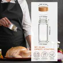 Bộ 6 lọ thủy tinh vuông đựng gia vị 120ml/4oz có nắp gỗ hồng sắc, lọ đựng gia vị có lỗ để rắc làm quà tặng Giáng sinh - Trong sáng - Xem 2
